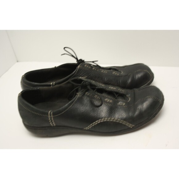 CLARKS Women"s sz 8M Black Leather Lace-Up Oxford Bowling-Type Shoes - Picture 5 of 10